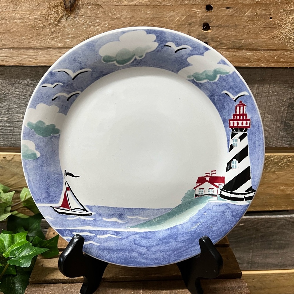 Gibson Blue and Red Nautical Lighthouse Plate